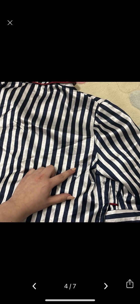 saten çizgili pijama takımı - Görsel 4