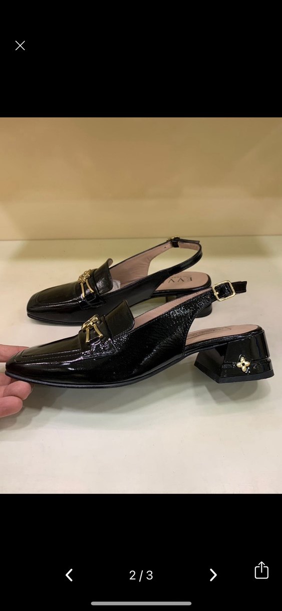 Siyah Parlak Kemerli Blok Topuklu Kadın Ayakkabı - Görsel 2