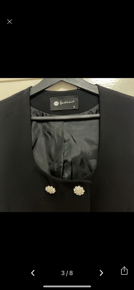 taşlı Düğmeli Siyah kumaş yelek pantolon takımı - Görsel 3