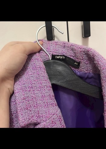 tuvit mor lila crop blazer ceket Mini Kısa Kol Düğmeli - Görsel 3