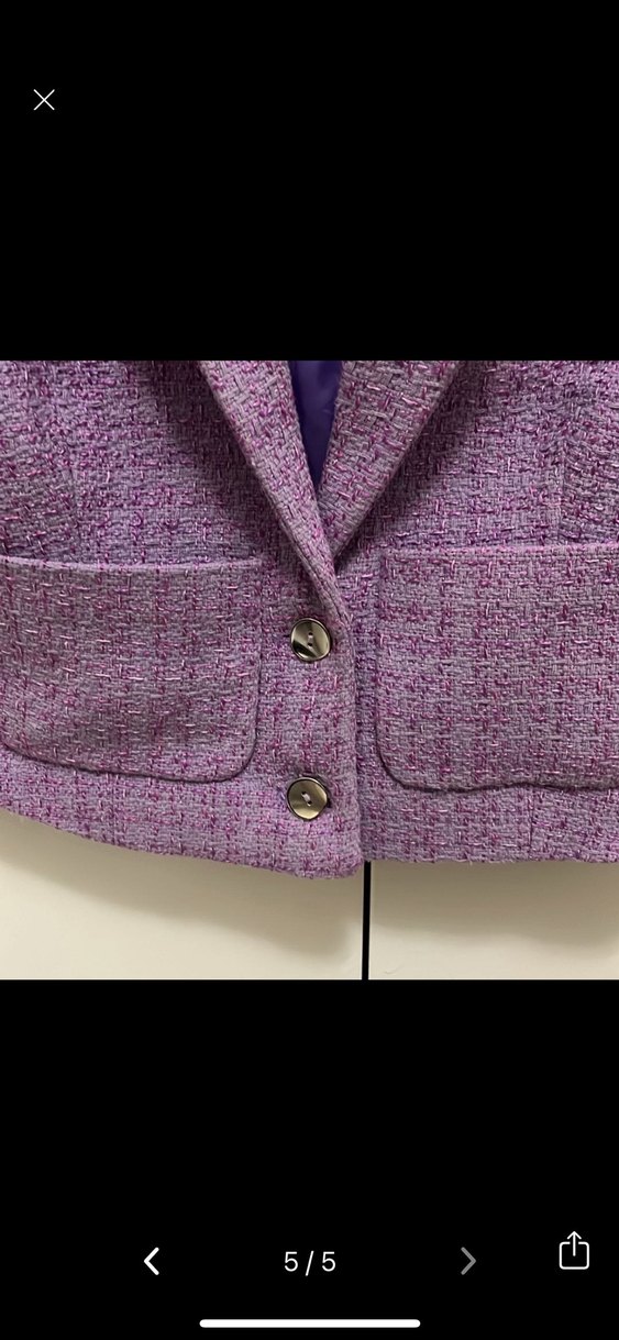 tuvit mor lila crop blazer ceket Mini Kısa Kol Düğmeli - Görsel 5