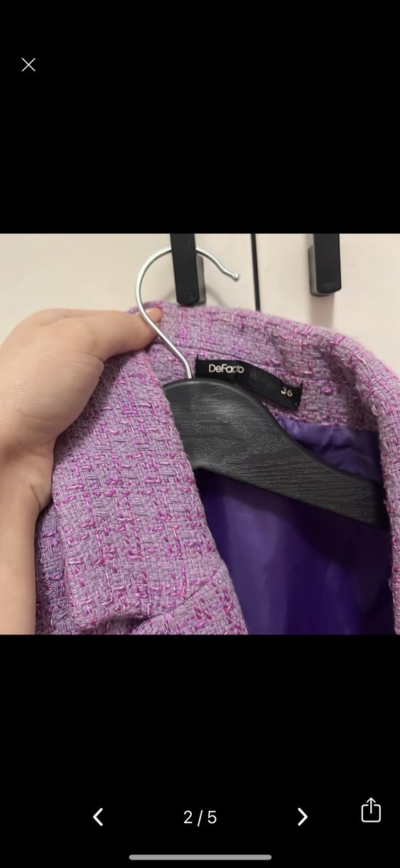 tuvit mor lila crop blazer ceket Mini Kısa Kol Düğmeli - Görsel 3