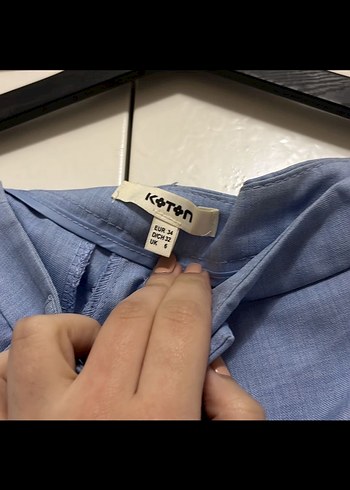 Düğmeli Mavi Kadın Blazer Ceket kumaş pantolon takım - Görsel 8