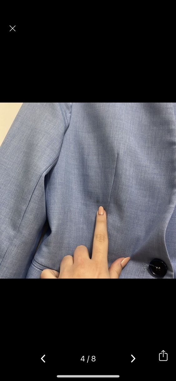 Düğmeli Mavi Kadın Blazer Ceket kumaş pantolon takım - Görsel 4