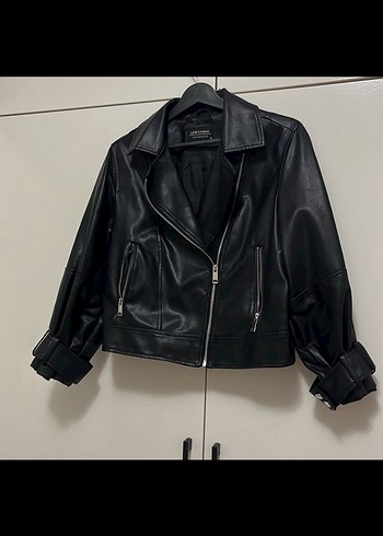 lcw oversize Siyah Deri Kadın Ceket - Görsel 2