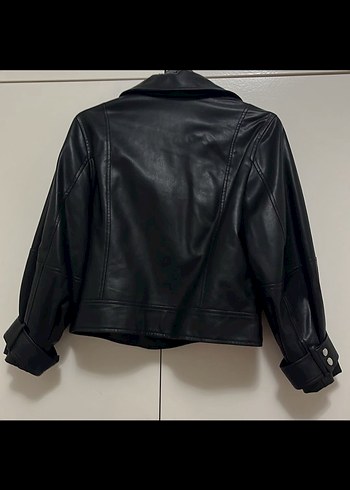 lcw oversize Siyah Deri Kadın Ceket - Görsel 6