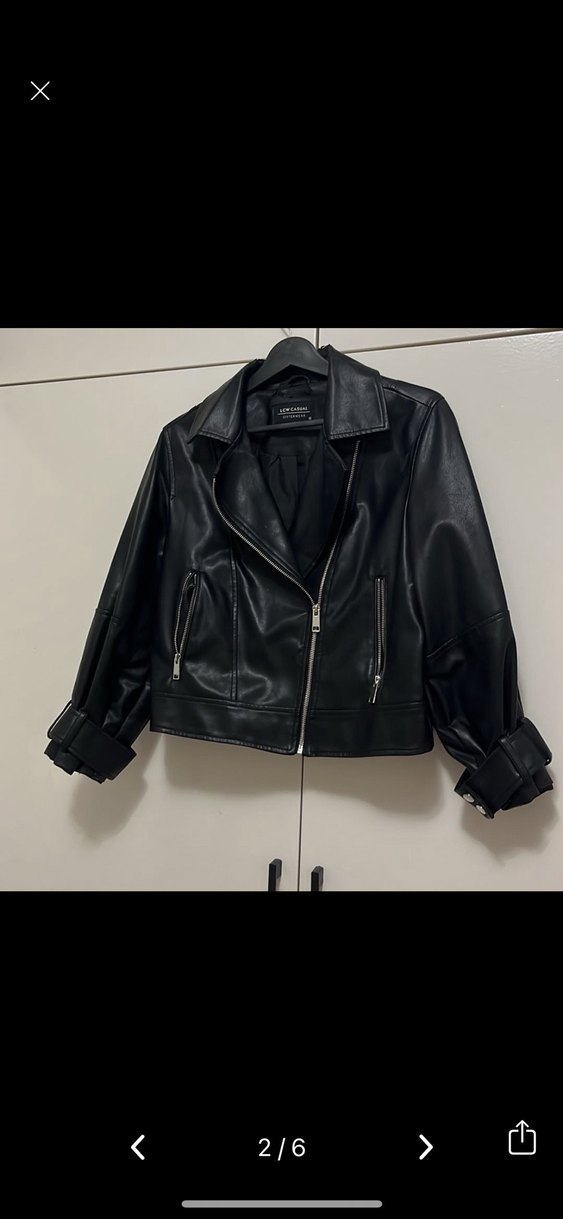 lcw oversize Siyah Deri Kadın Ceket - Görsel 2