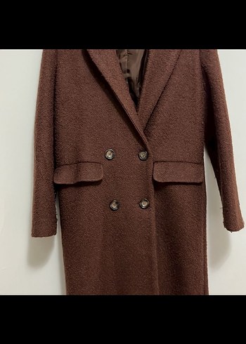 koton Kahverengi Çift Düğmeli Kaban - Görsel 3