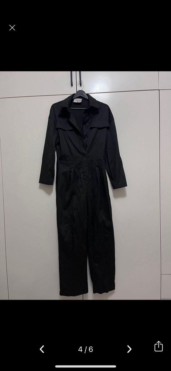 Kadın juste Siyah Kemerli Tulum - Görsel 4