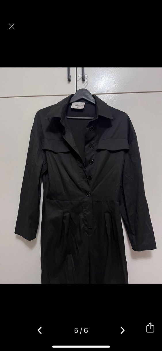 Kadın juste Siyah Kemerli Tulum - Görsel 5