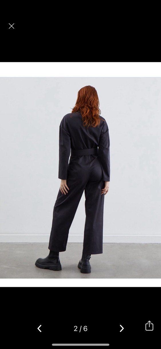 Kadın juste Siyah Kemerli Tulum - Görsel 2