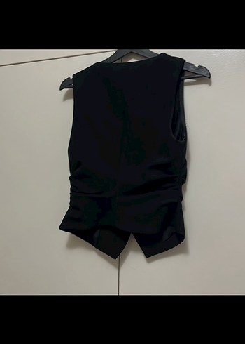 zara drapeli belden oturtmalı Düğmeli Siyah Kolsuz Yelek - Görsel 5