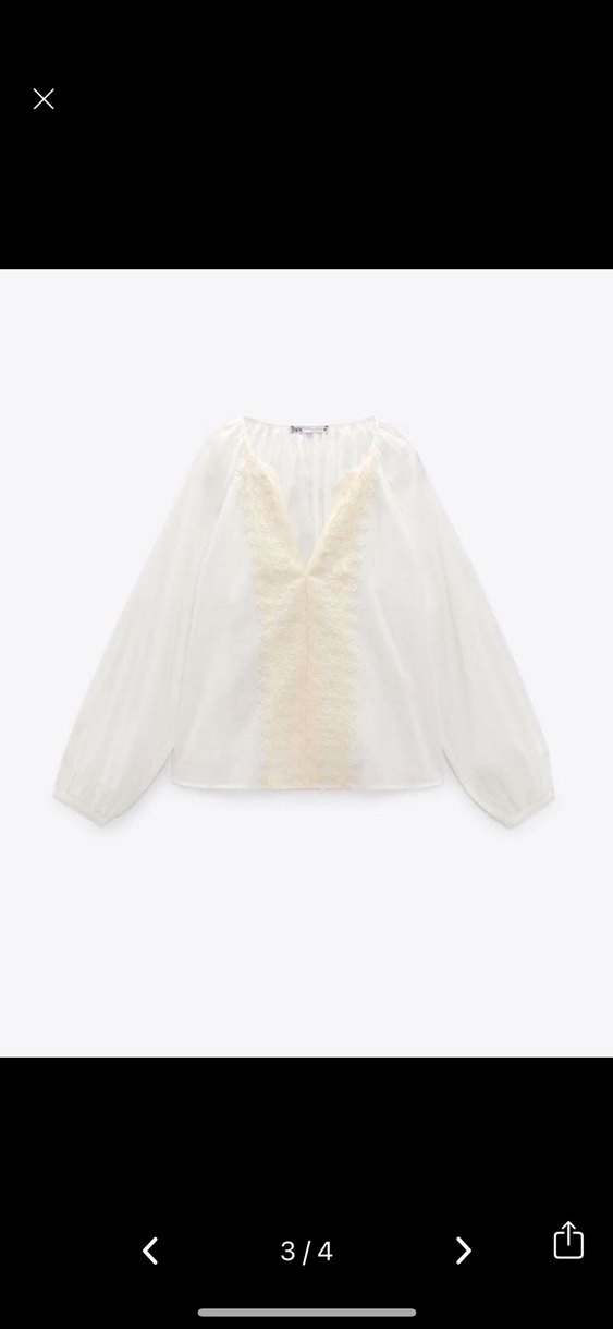 zara Dantel Detaylı Beyaz krem Bohem Bluz - Görsel 3