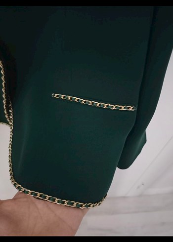 Ekol Düğmeli Yeşil Mini Blazer Kadın - Görsel 4