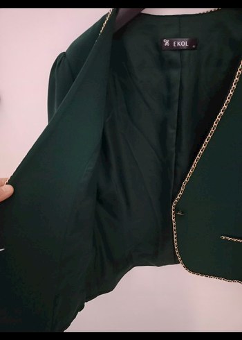 Ekol Düğmeli Yeşil Mini Blazer Kadın - Görsel 5