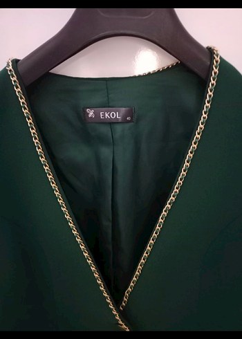 Ekol Düğmeli Yeşil Mini Blazer Kadın - Görsel 2