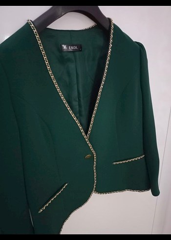Ekol Düğmeli Yeşil Mini Blazer Kadın - Görsel 6
