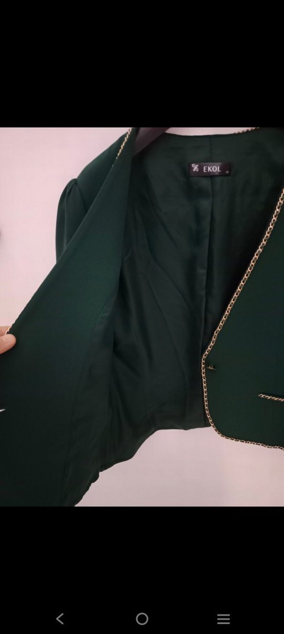 Ekol Düğmeli Yeşil Mini Blazer Kadın - Görsel 5