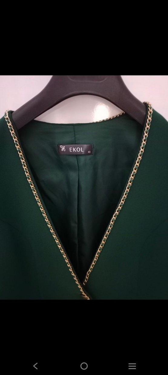 Ekol Düğmeli Yeşil Mini Blazer Kadın - Görsel 2