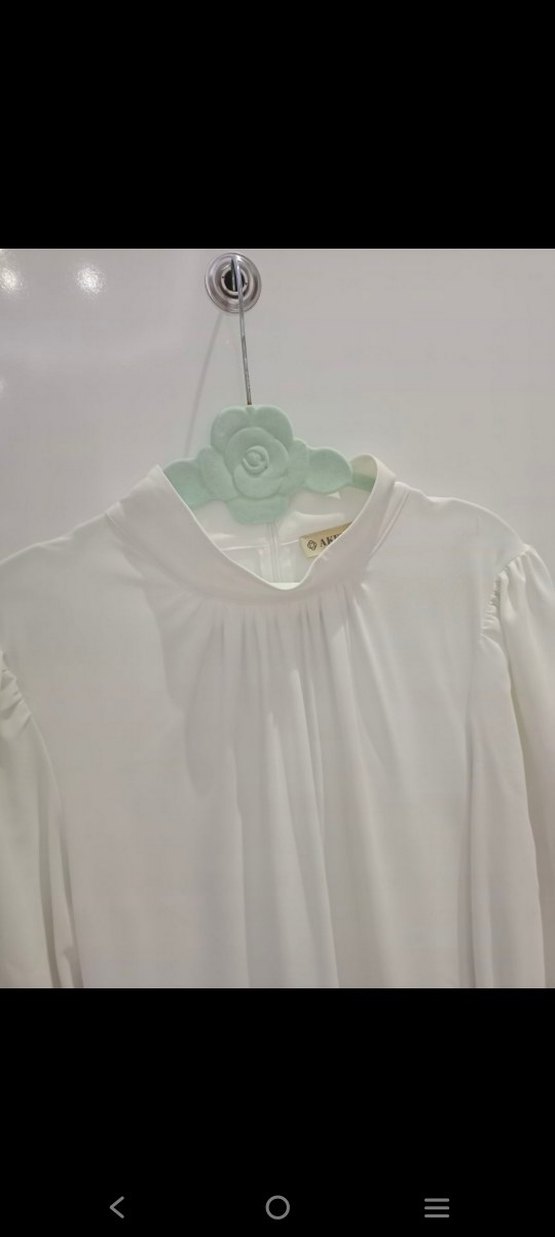 Aker Uzun Beyaz Volanlı Kadın Elbise - Görsel 5