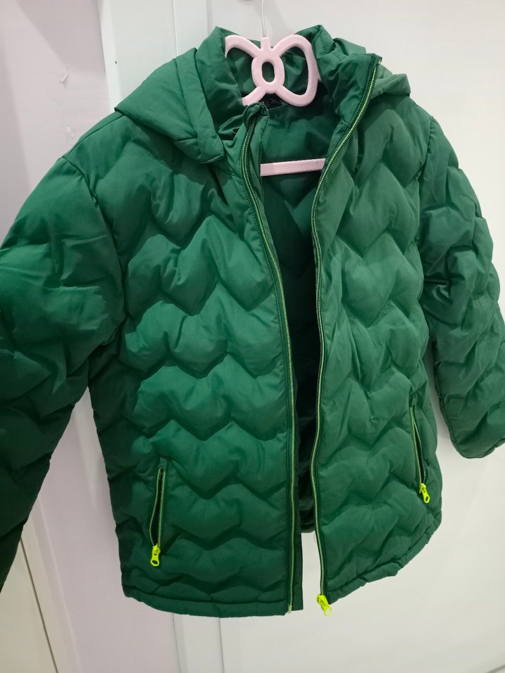 Yeşil Kapüşonlu Fermuarlı Erkek Çocuk Mont - Görsel 2