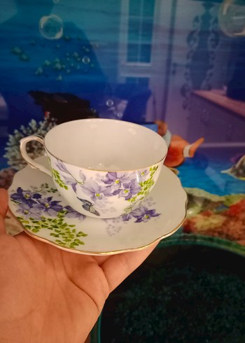 Pastel Mor Kelebekli Porselen Fincan Takımı - Görsel 5