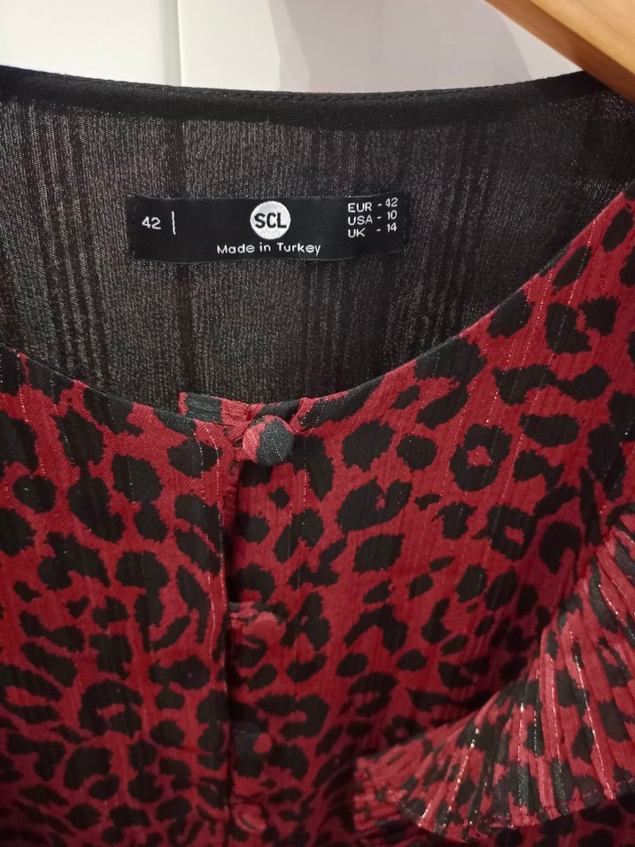 Seçil Bordo Uzun Kollu Pilili Kadın Elbise - Görsel 4