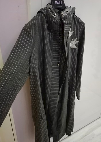 Seçil Kadın Gri Nakışlı Uzun Kollu Ceket - Görsel 7