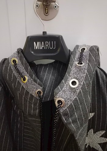 Seçil Kadın Gri Nakışlı Uzun Kollu Ceket - Görsel 5