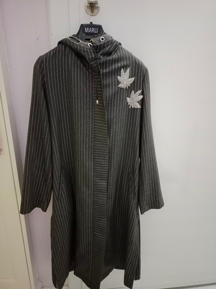 Seçil Kadın Gri Nakışlı Uzun Kollu Ceket - Görsel 3