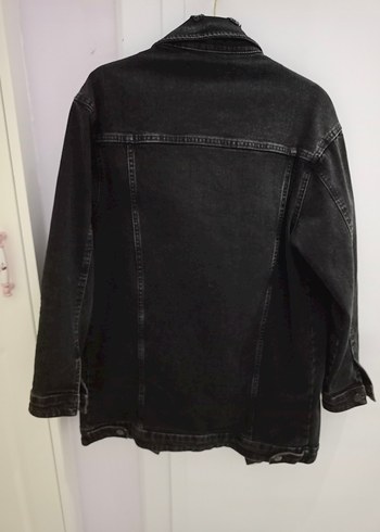 Düğmeli Siyah Nakışlı Kadın Denim Ceket - Görsel 6