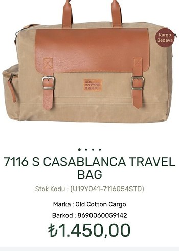 Old Cotton Cargo Camel Seyahat Çantası