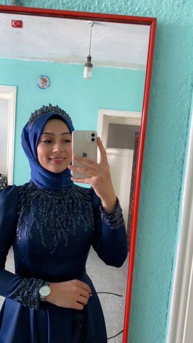 Lacivert Uzun Kollu Drapeli Abiye Elbise - Görsel 4