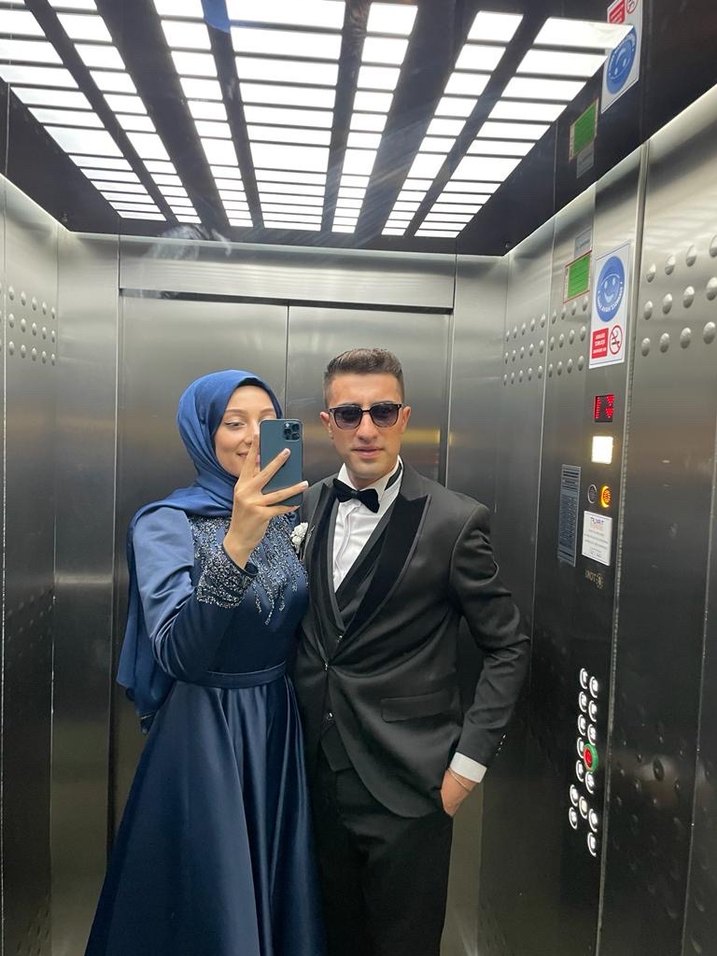 Lacivert Uzun Kollu Drapeli Abiye Elbise - Görsel 3