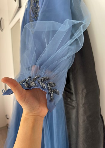 Mavi abiye tesettür - Görsel 5