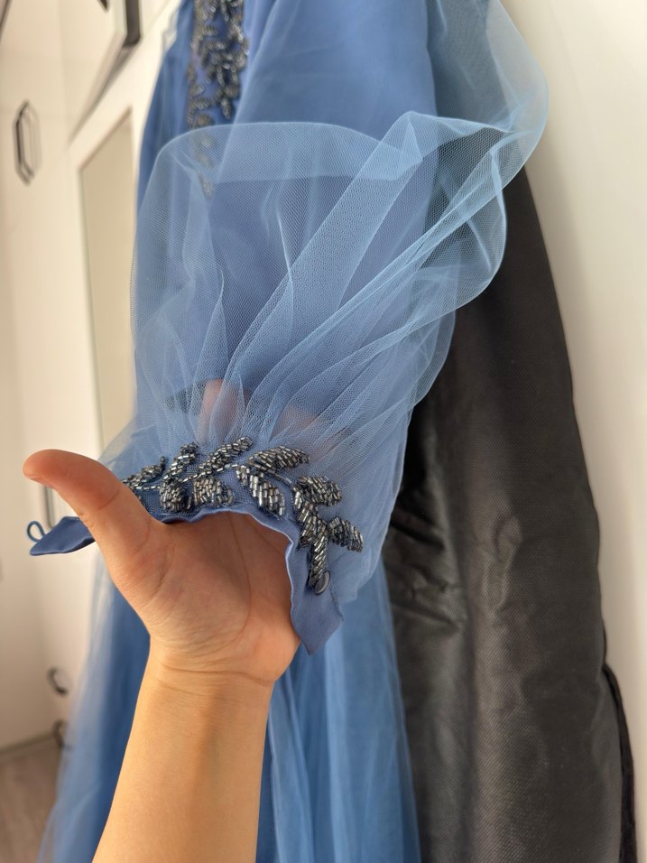 Mavi abiye tesettür - Görsel 5