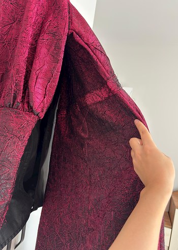 Bordo Uzun Kollu  Kadın Elbise - Görsel 5