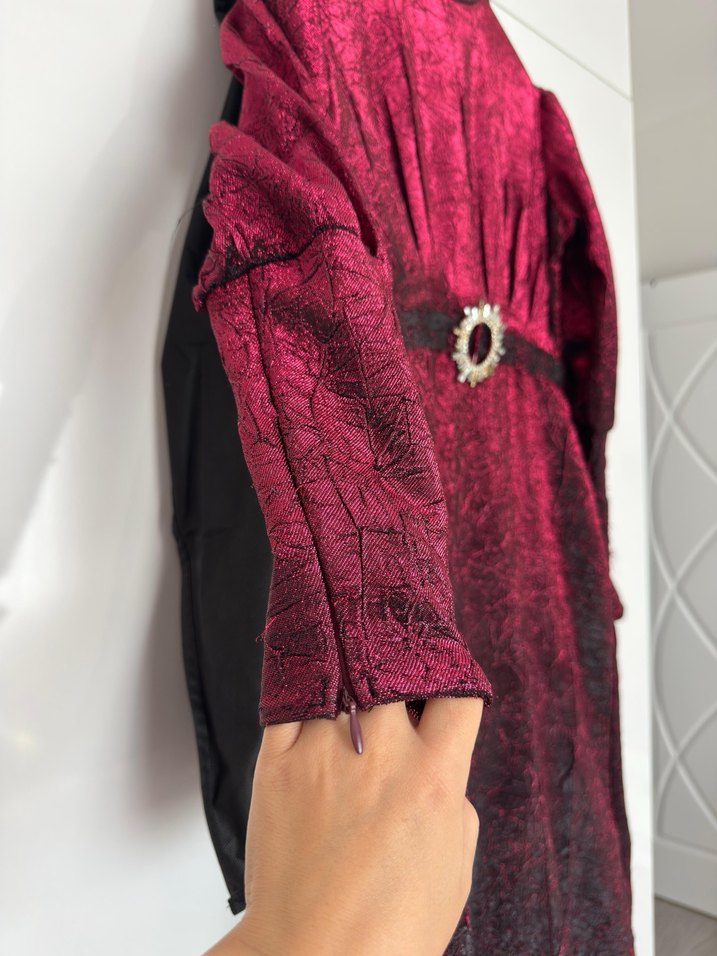 Bordo Uzun Kollu  Kadın Elbise - Görsel 4