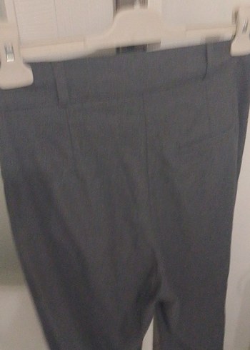 Gri Keten Pilili Kadın Pantolon - Görsel 5