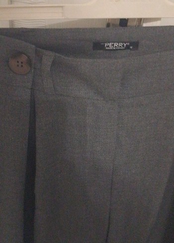 Gri Keten Pilili Kadın Pantolon - Görsel 3