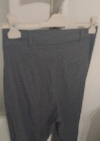 Gri Keten Pilili Kadın Pantolon - Görsel 4