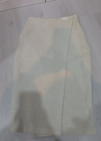 Mango Beyaz Örgü Keten etek
