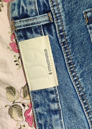 42 Beden mavi Renk Stradivarius D92 Straight Wide Leg Pantolon