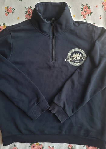 Yarım Fermuarlı Lacivert Y2K Sweatshirt