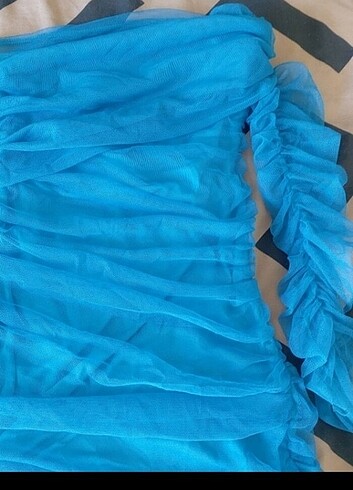 Tek kol tül elbise  - Görsel 3