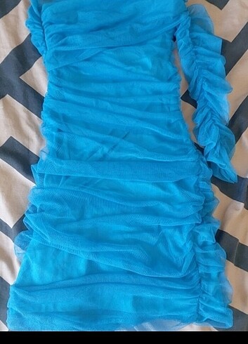 Tek kol tül elbise  - Görsel 5