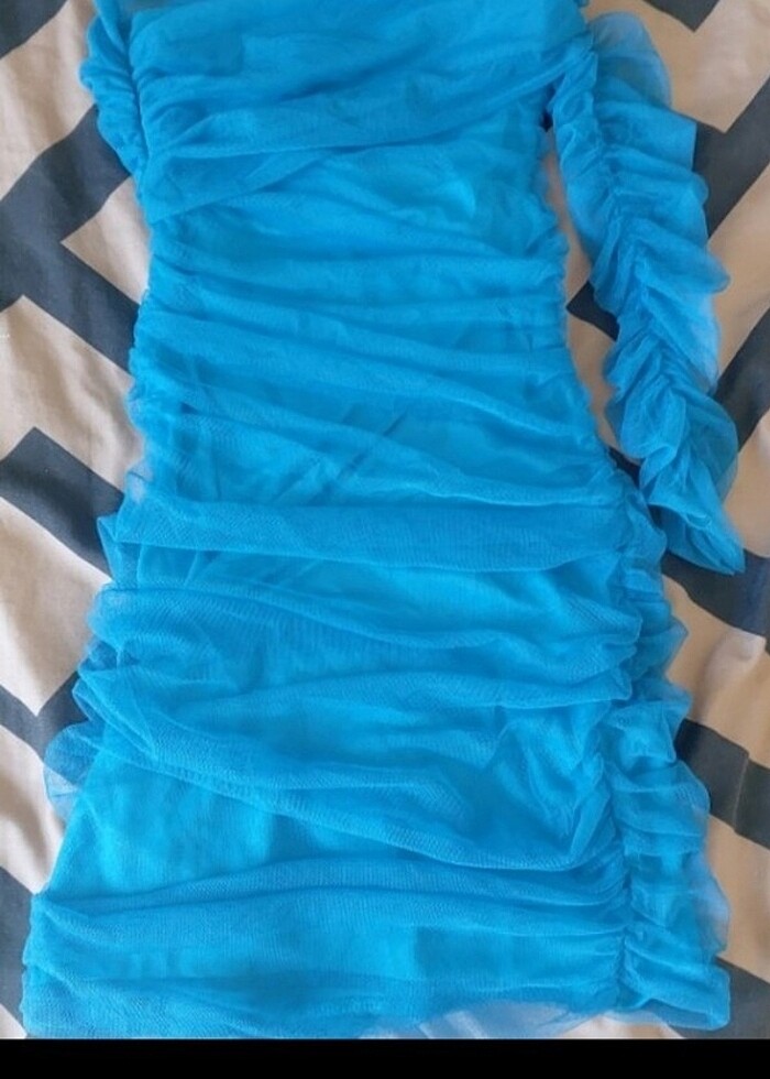 Tek kol tül elbise  - Görsel 5