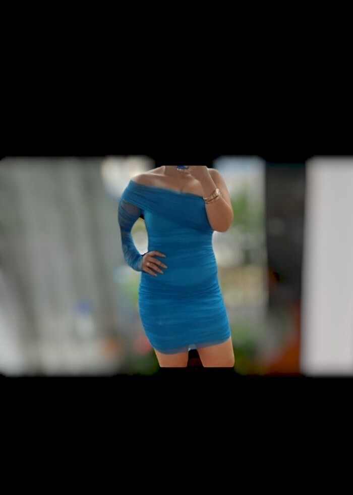 Tek kol detay tül abiye  - Görsel 2