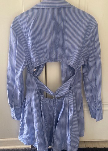 Mavi Çizgili Keten Uzun Kollu Gömlek - Görsel 4