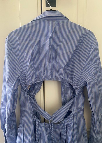 Mavi Çizgili Keten Uzun Kollu Gömlek - Görsel 3